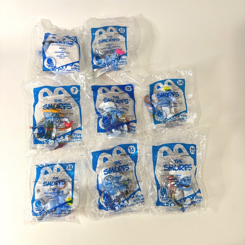 Lot of 8 McDonalds Happy Meal The Smurfs 2 Movie Toys New Sealed 2011 2013